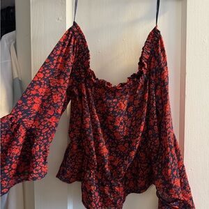 Floral Red and Navy Express Top